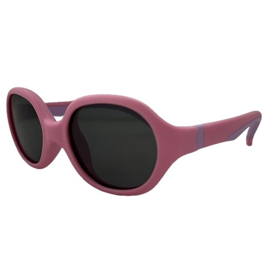 Medies - Kinderzonnebril | Babyzonnebril | flexibel en licht | Meisje | Category 3 Bescherming | 2 t/m 6 jaar met lanyard, brildoekje en opbergtas - Roze/Paars van Medies