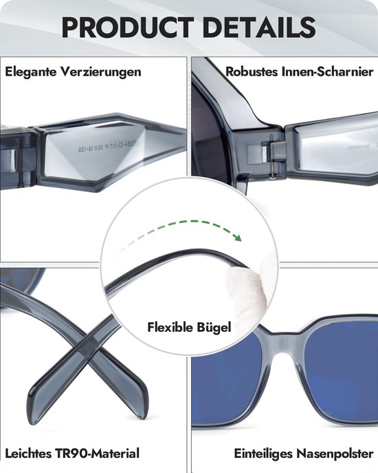 Meeloog Polarized Small Ladies Sunglasses Rectangular Over Glasses UV400 DEMST0064 - ShopVlot