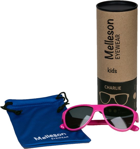 Melleson Eyewear - Kinderzonnebril Charlie 3 - 7 jaar - maat M - roze - Zonder brillenkoker van Melleson Eyewear