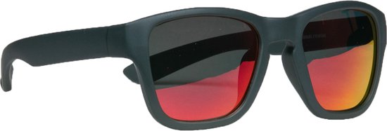 Melleson Eyewear - Kinderzonnebril Dani 7+ jaar - maat L - Donkergrijs met zwart/rode revo coating glazen van Melleson Eyewear