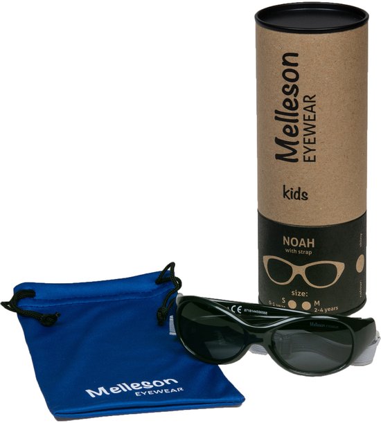 Melleson Eyewear - Kinderzonnebril Noah met band 2-4 jaar - maat M- Zwart - Zonder brillenkoker van Melleson Eyewear