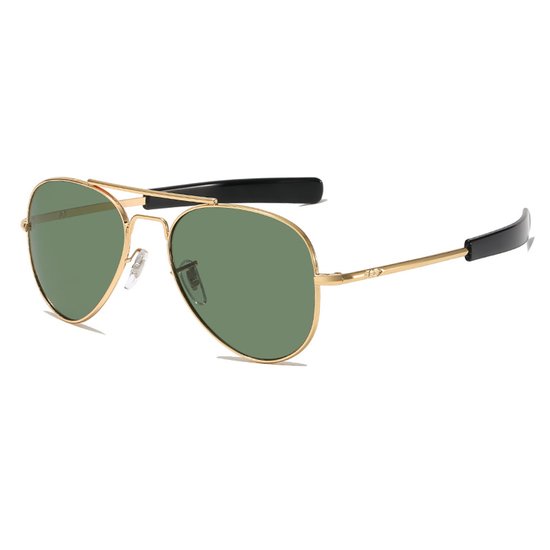 Men's military polarized aviator sunglasses with bayonet-style temples van Merkloos