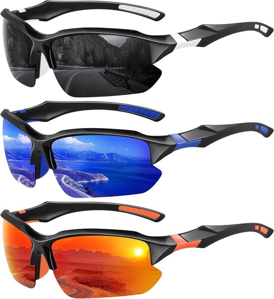 Men's polarized sports sunglasses - UV protection half-frame sunglasses perfect for running and fishing van Merkloos