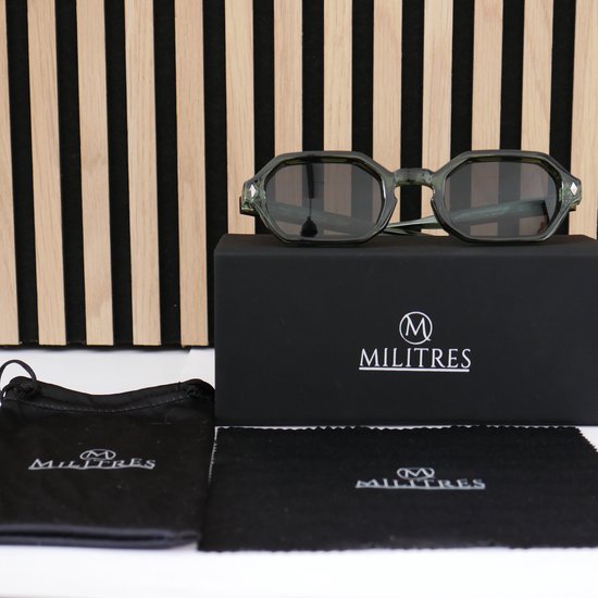 Militres Zonnebril Heren – UV400 Bescherming – Trendy Octagon Design – groen-zwart – Retro Fashion Zonnebril voor Dames & Heren – Lichtgewicht & Comfortabel van Merkloos