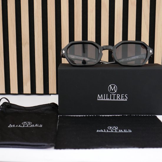 Militres Zonnebril Heren – UV400 Bescherming – Trendy Octagon Design – zwart-zwart – Retro Fashion Zonnebril voor Dames & Heren – Lichtgewicht & Comfortabel van Merkloos