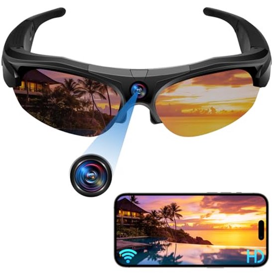 Mini Zonnebril met Verborgen Camera - 1080P HD Draadloze Spion Camera voor Sport en Video Opnamen van Merkloos