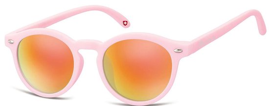 Montana CS73F- Kinder Zonnebril-Rond-Roze kunststof- Lensbreedte 43 mm van MontAna