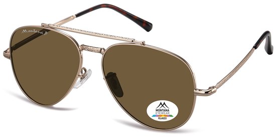 Montana Zonnebril Piloot Polarized Goud montuur / Bruin glas MP185A van Montana.