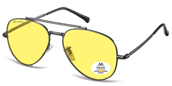 Montana Zonnebril Piloot Polarized Gunmetal montuur / Geel glas MP185G van Montana.