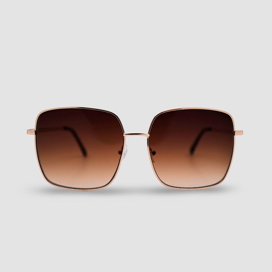 Montuurtjevoorjou - Capri Brown - Zonnebril - Zonnebril Dames - Vierkant - Metaal - Bruin van Montuurtjevoorjou