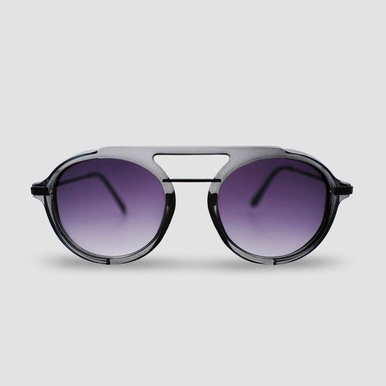 Montuurtjevoorjou - Manhattan Clear Grey - Zonnebril - Zonnebril Heren - Rond - Grijs van Montuurtjevoorjou