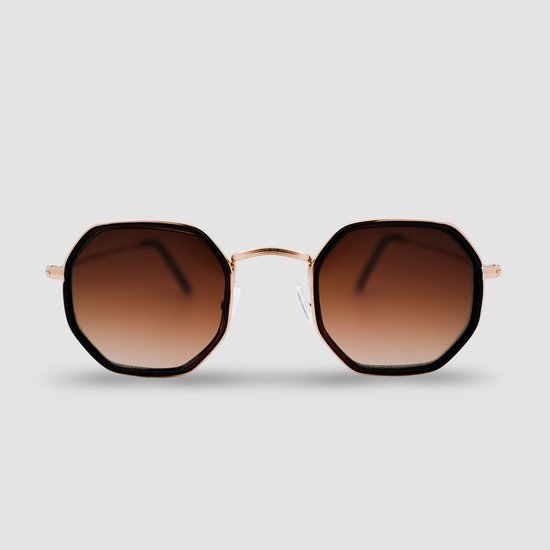 Montuurtjevoorjou - Octagonal Gold Brown - Zonnebrillen - Zonnebril heren en dames - Octagonal - Goud/Bruin van Montuurtjevoorjou