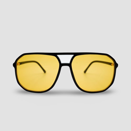 Montuurtjevoorjou - Perfetto Yellow - Zonnebril - Heren - Dames - Festival Bril - Geel lens van Merkloos