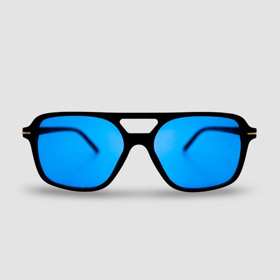 Montuurtjevoorjou - Pulse Blue - Zonnebril - Zonnebril heren en dames - Rond - Blauwe Lens van Montuurtjevoorjou