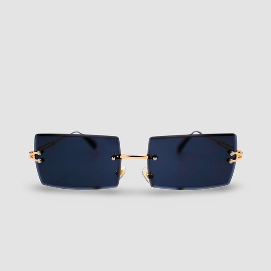 Montuurtjevoorjou - Rectangle Gold Black - Zonnebril - Zonnebril heren en dames - Rechthoek - Randloos - Goud van Montuurtjevoorjou