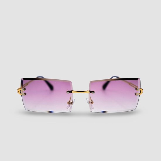 Montuurtjevoorjou - Rectangle Gold Purple - Zonnebril - Heren - Dames - Festival Bril - Paars van Merkloos