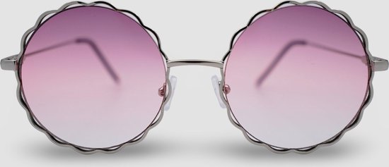 Montuurtjevoorjou - Round Wave Purple - Zonnebril - Zonnebril Dames - Rond - Metaal - Zilver van Montuurtjevoorjou