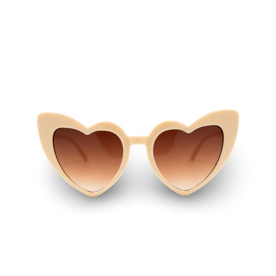 Montuurtjevoorjou - Ti Amo Beige - Kinder zonnebril - Beige - Hartjes vorm - Meisjes zonnebril van Merkloos