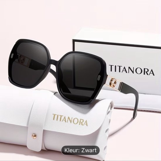 Mooie luxe zonnebril merk Titanora kleur zwart van Merkloos