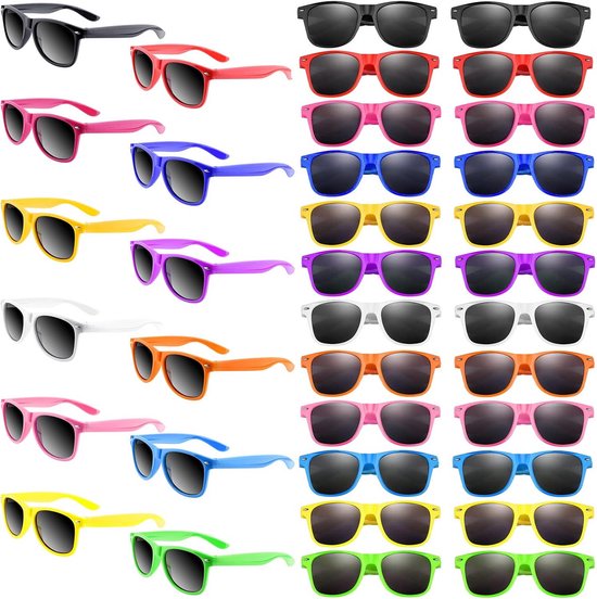 Morcheiong 36 stuks neon kleuren zonnebril, zonnebril, feestartikelen, goody bag vulstoffen, leuk cadeau voor verjaardagsfeest, strand, zwembad, feest van Merkloos