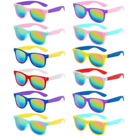 MTTproducts- Kinderzonnebrillen UV400-bescherming - 12 Stuks - Neonkleuren - Feestaccessoires - Grappige Partyzonnebrillen - Creatief Speelgoed - Feestzonnebrillen