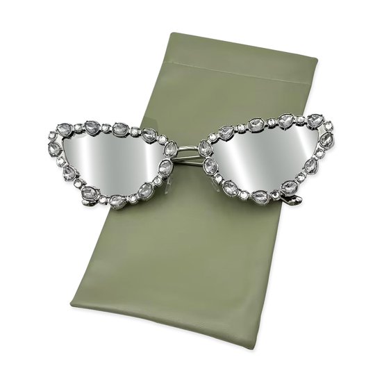 MTTproducts- Zonnebril Dames Gepolariseerd - Vintage Zonnebril - UV400 Bescherming - Brillenkoker - Strass Versiering - Antireflecterend - Zonnebrillen