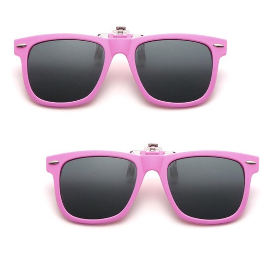 MTTproducts- Zonnebril Kinderen - 2 Paar Gepolariseerde Zonnebril - UV400 Bescherming - Clip-On - Roze - Krasbestendig Materiaal