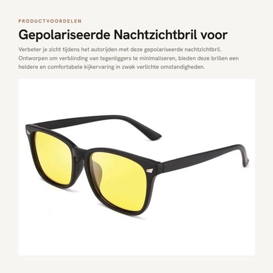 Nachtzichtbril - Gepolariseerde Glazen - Veiligheidsbril - Autorijden - Ultralicht - Niet-verblindend - Onbreekbaar - Autobril