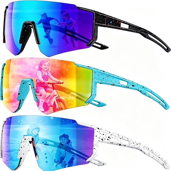 Namajunas - Zonnebril - Zonnebrillen 3-Pack - Sunglasses - Fietsbril - Sportbril - Ski - Festival Rave & Party Bril - Fietsbrillen - Sportbrillen - Festival bril - Rave - Voor heren en dames