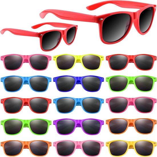 Neon Zonnebrillen - Feestartikelen - Feestversiering - UV400 Gepolariseerde Lens - 50 Stuks - Helder Neon Kleuren van Merkloos