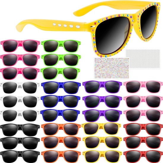 Neon Zonnebrillen Kinderen - Feestbrillen - Zomerfeestjes - UV400 Bescherming - 145mm Breed - Veelkleurig van Merkloos
