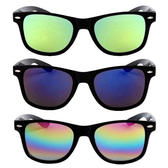 New Age Devi - 3-Stuks Zwarte Unisex Zonnebrillen - Reiszonnebril - Stijlvol op reis! van Merkloos