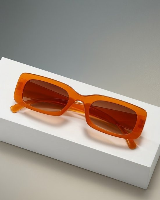 NEWI - Zonnebril WK - Koningsdag - Vintage rechthoekige oranje bril - zonnebril dames - koningsdag accessoires - bril festival - WK Bril - EK Bril