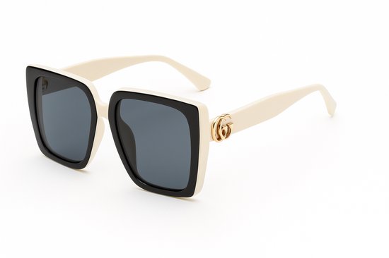 Nieuwe Mode Grote Frame Zonnebril Creme van Merkloos