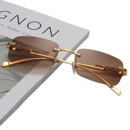 Nivard Zonnebril Voor Dames & Heren - Zonnenbrillen - Zonnenbril - Sun Glasses - Sunglasses - Techno Bril - Rave & Festival - Premium Quality - Goud/Bruin van Nivard