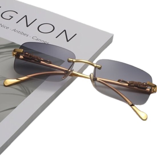 Nivard Zonnebril Voor Dames & Heren - Zonnenbrillen - Zonnenbril - Sun Glasses - Sunglasses - Techno Bril - Rave & Festival - Premium Quality - Goud/Grijs van Nivard