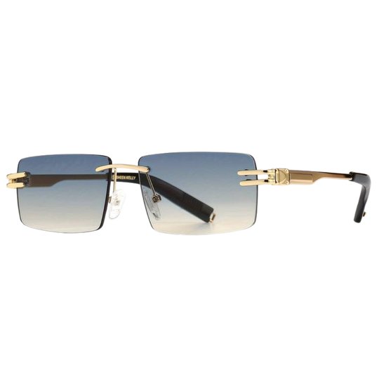Nivard Zonnebril Voor Dames & Heren - Zonnenbrillen - Zonnenbril - Sun Glasses - Sunglasses - Techno Bril - Rave & Festival - Premium Quality - Grijs/Blauw & Geel van Nivard