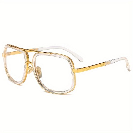 Nivard Zonnebril Voor Dames & Heren - Zonnenbrillen - Zonnenbril - Sun Glasses - Sunglasses - Techno Bril - Rave & Festival - Premium Quality - Wit/Goud van Nivard