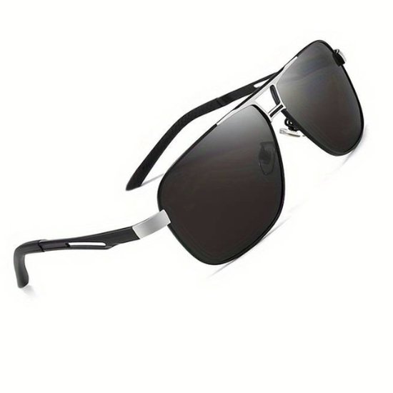 Nivard Zonnebril Voor Heren - Piloten Zonnenbrillen - Zonnenbril - Sun Glasses - Sunglasses - Techno Bril - Rave & Festival - Premium Quality - Zilver/Zwart van Nivard
