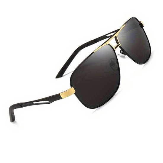 Nivard Zonnebril Voor Heren - Piloten Zonnenbrillen - Zonnenbril - Sun Glasses - Sunglasses - Techno Bril - Rave & Festival - Premium Quality - Zwart/Goud van Nivard