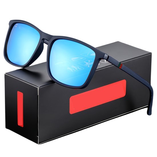 Nivard Zonnebril Voor Heren - Zonnenbrillen - Zonnenbril - Sun Glasses - Sunglasses - Techno Bril - Rave & Festival - Premium Quality - Blauwe Spiegel van Nivard
