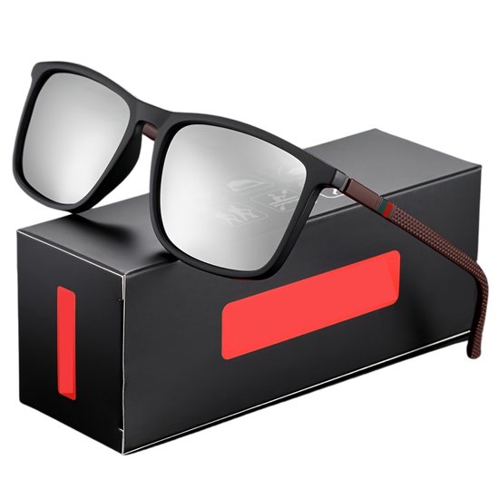 Nivard Zonnebril Voor Heren - Zonnenbrillen - Zonnenbril - Sun Glasses - Sunglasses - Techno Bril - Rave & Festival - Premium Quality - Zilveren Spiegel van Nivard