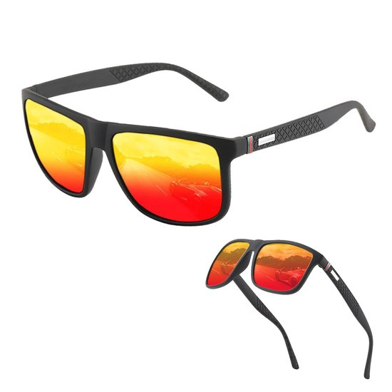 OKWISH Zonnebrillen - Modieuze Polarisatie Zonnebril Voor Dames En Heren, Lichtgewicht PC Frame, UV400 Bescherming, Rood