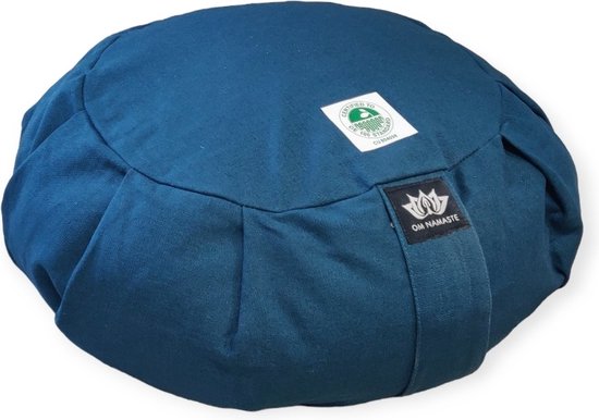 Om Namaste Biologisch Meditatiekussen - organic zafu - petrol van Om Namaste