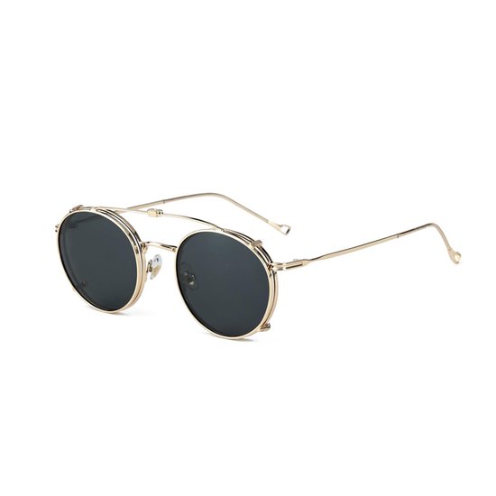 Omgoods - Ronde Gepolariseerde Zonnebril met Clip-On Functie voor Dames en Heren