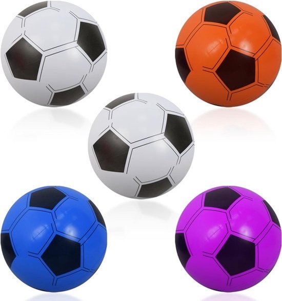 Opblaasbare Voetbal Set voor Kinderen en Buitenplezier met 5 Stuks Strandvoetballen
