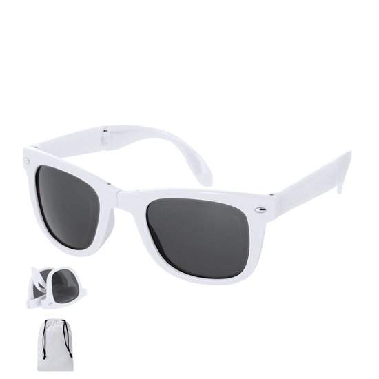 Opvouwbare classic zonnebril - Met UV400 bescherming en brillenzakje - Festival zonnebril - Wit