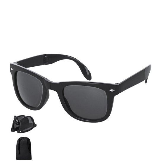 Opvouwbare classic zonnebril - Met UV400 bescherming en brillenzakje - Festival zonnebril - Zwart