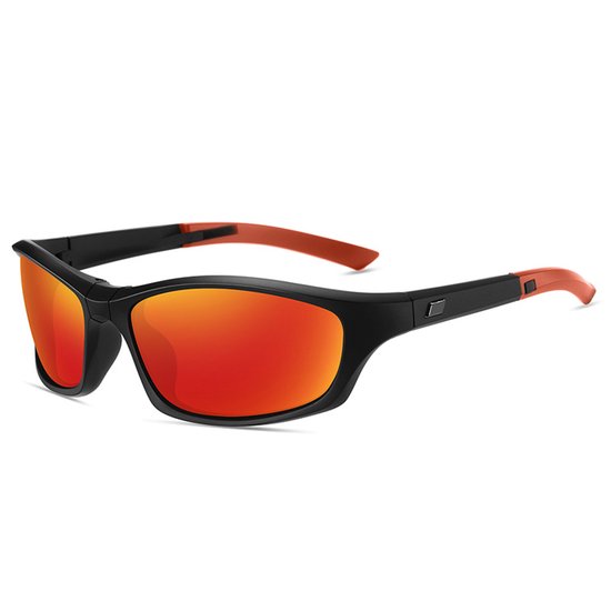 Opvouwbare Gepolariseerde Sport Zonnebril - Fietsbril - heren / dames - UV400 Bescherming - Anti-Glare & HD Zicht - Compact Design - Voor Autorijden, Vissen & Outdoor - Ideaal voor Reizen - Oranje & Zwart van Merkloos