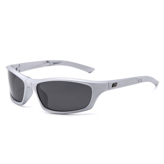 Opvouwbare Gepolariseerde Sport Zonnebril - Fietsbril - heren / dames - UV400 Bescherming - Anti-Glare & HD Zicht - Compact Design - Voor Autorijden, Vissen & Outdoor - Ideaal voor Reizen - Zilver & Grijs